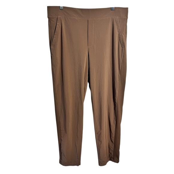 Athleta Brooklyn Ankle Mid Rise Pant Women 14 Brown Zip Pocket Business Casual - Picture 1 of 9
